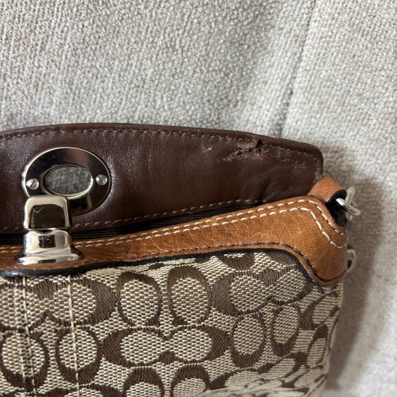 Vintage Coach Mini Bag Top Clasp Closure Brown Canvas Monogram - Picture 5 of 6